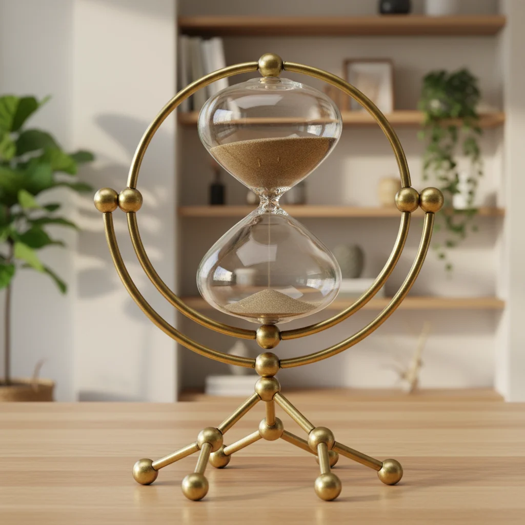 H48b59838c4134440970f3eb6d188a122a.webp Modern 30 Minute Sand Timer Hourglass With Rotating Brass Frame Glass Globe - Image 1