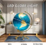 Wellfun Large Ornamental Movable for Exteriors 3D Large Illuminated Movelty Gifts Globe Earth Globe Decor Globe