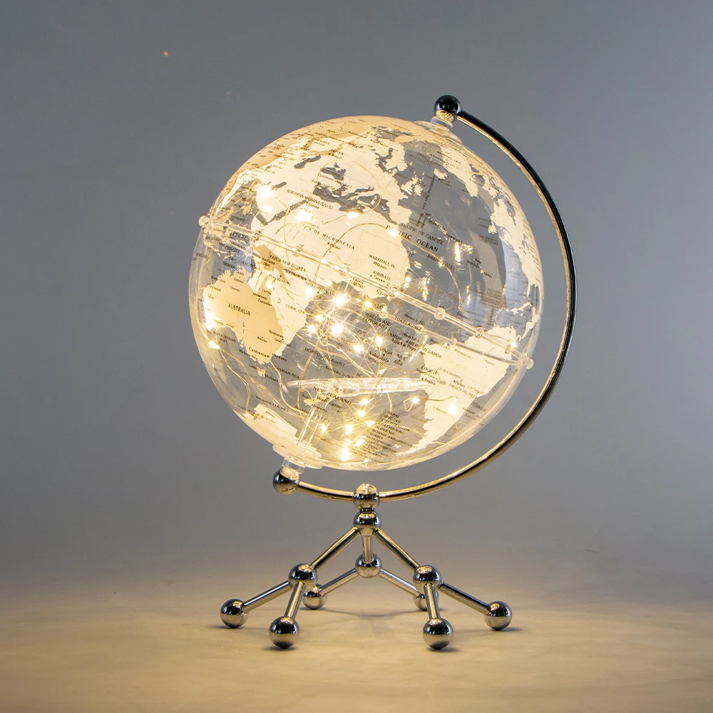 Hc2b1870a0b7d4e8eaf4ce4b6dabd3c8fV.webp Wellfun LED Lights Map Glass Rotating LED Ball String Lights LED Lights Map Novelty Gifts Globe Earth Globe Decor Globe - Image 1